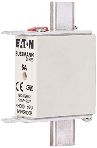 Eaton 6NHG000B Sicherungseinsatz, Niederspannung, 6 A, AC 500 V, NH000, Gl/Gg, IEC, Doppelkennmelder, Spannungsführende Grifflasche von Eaton