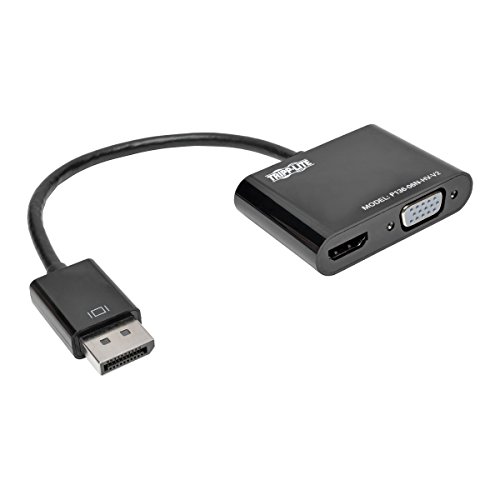 Eaton DisplayPort 1.2 zu VGA / HDMI All-in-One-Konverter Adapterbox, 4K @ 30Hz, Plug-and-Play Keine Treiber oder Netzteil erforderlich, 6-Zoll-Kabel (P136-06N-HV-V2) von Tripp Lite