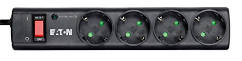 Eaton PS4D Protection Strip 4 DIN - Steckdosenleiste mit Überspannungsschutz (4-fach Schuko Buchse, schaltbar) - schwarz NEU von Eaton