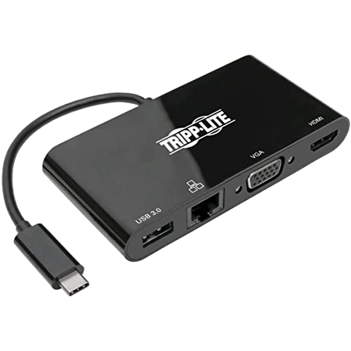 Eaton USB-C Multiport Video Adapter Konverter, 4K 30Hz HDMI, USB-A 3,2 Gen 1, Gigabit Ethernet Port GbE, Thunderbolt 3 kompatibel, Schwarz (U444-06N-HV4GUB) von Eaton