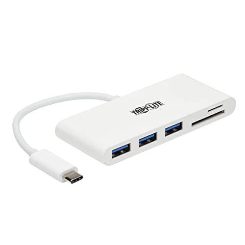 Tripp Lite Home Office USB C Hub, USB-C Multiport Adapter, USB Typ C auf 3 USB A Port, Speicherkartenleser, USB 3.0, Thunderbolt 3, weiß (U460-003-AM) von Eaton