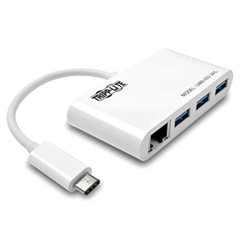 TrippLite by Eaton 3-Port USB 3.x (5Gbps) Hub mit LAN Port, USB-C zu 3X USB-A Ports und Gigabit Ethernet, Weiß von Eaton