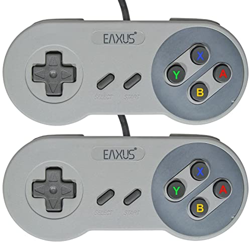 Eaxus® 2x Controller für Super Nintendo - 1,5 m Gamepad für das Original SNES von Eaxus