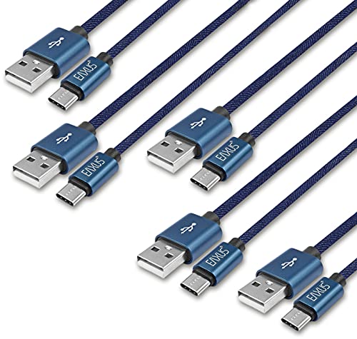 Eaxus® 5er Set 1 Meter USB-C Ladekabel & Datenkabel Nylon & Jeans Optik - Anti-Bruch Kabel für Smartphones, Tablets & Co. von Eaxus