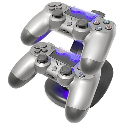 Eaxus® Controller Ladestation Geeignet für PS4 - Aufladestation mit LED Beleuchtung & USB Kompatibel mit Playstation 4, Schwarz von Eaxus