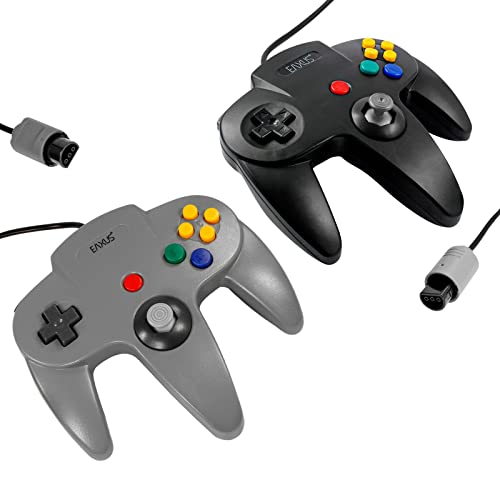 Eaxus® Controller geeignet für N64 - Gamepad kompatibel mit Nintendo 64 Konsole, Schwarz + Grau von Eaxus