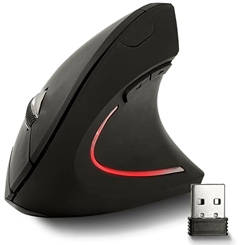 Eaxus® Ergonon Vertikale Maus kabellos - Hochkant USB Maus ergonomisch, 6 Tasten, Schwarz von Eaxus