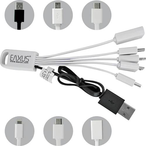 Eaxus 5in1 USB 2.0 Ladekbael mit Mini, Micro USB Stecker, Typ C, 8-pin, Kupplung Ladekabel von Eaxus