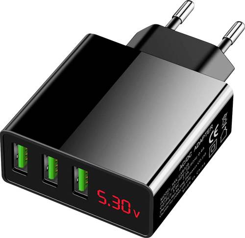 Eaxus USB-Ladegerät 3-Fach Handy Ladegerät mit Schnellladefunktion USB Schwarz von Eaxus