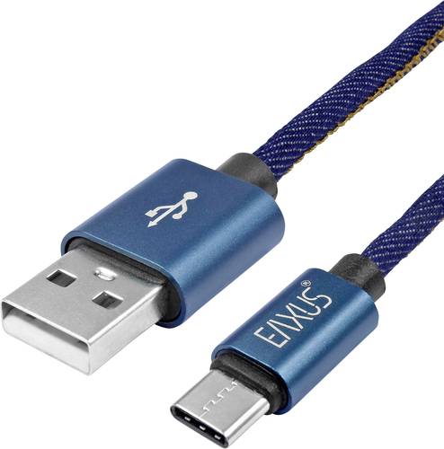 Eaxus USB-Ladekabel USB-A Stecker, USB-C® Stecker 1.00m Blau 4260183016106 von Eaxus