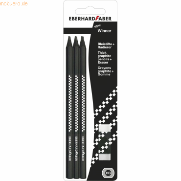 10 x Eberhard Faber Bleistift Winner HB schwarz VE=6 Stück + 1 Radiere von Eberhard Faber