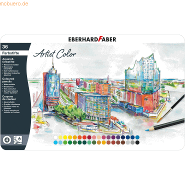 3 x Eberhard Faber Aquarellstift Buntstift VE=36 Farben + Pinsel Metal von Eberhard Faber