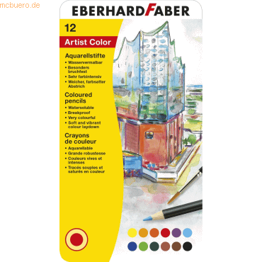 5 x Eberhard Faber Aquarellstift Buntstift VE=12 Farben + Pinsel Metal von Eberhard Faber