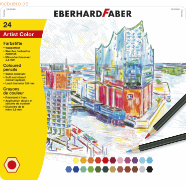 5 x Eberhard Faber Farbstift Artist Color VE=24 Farben Metalletui von Eberhard Faber