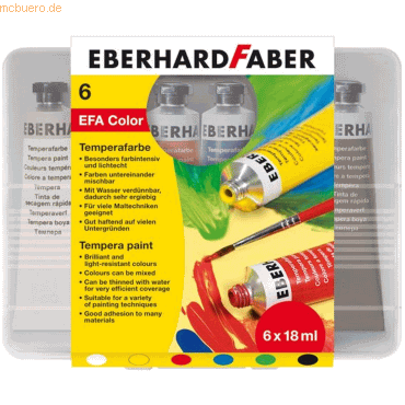 6 x Eberhard Faber Schulmalfarbe Efacolor Tempera Tuben 18ml VE=6 Farb von Eberhard Faber