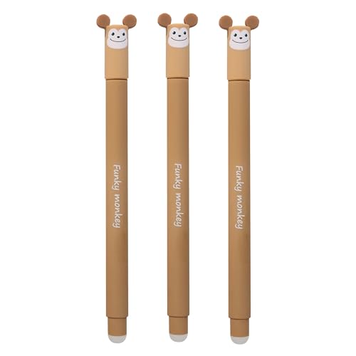 EBERHARD FABER 599035 - Tintenroller radierbar Affe, 3 Animal Erase it Stifte, Gelschreiber blau 0,7 mm von Eberhard Faber