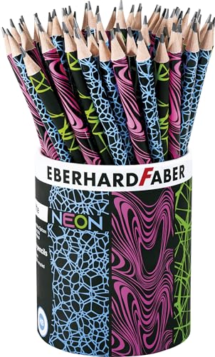 Eberhard Faber 511899 - Bleistifte Set Neon, 72 Stifte im Köcher, Härtegrad HB, ideal für Schule, Freizeit und Büro von Eberhard Faber