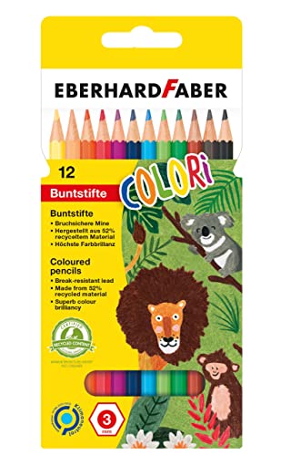 Eberhard Faber 514812 - Colori Buntstifte, hexagonale Form, in 12 Farben, im Kartonetui, zum Malen, Illustrieren und Zeichnen von Eberhard Faber