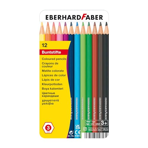 Eberhard Faber 514813 - Buntstifte in 12 Farben, hexagonale Form, im Metalletui, zum Malen, Illustrieren und Zeichnen von Eberhard Faber