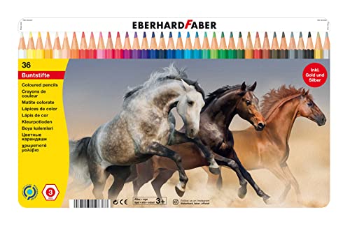 Eberhard Faber 514836 - Buntstifte in 36 Farben, hexagonale Form, im Metalletui, zum Malen, Illustrieren und Zeichnen von Eberhard Faber