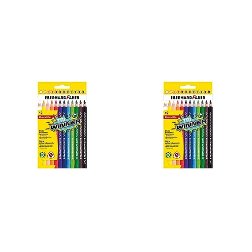 Eberhard Faber 518412 - TRI Winner Buntstifte in 12 Farben, Minenstärke 5 mm, bruchsicher und ergonomisch dreiflächig, im Kartonetui, zum Malen, Illustrieren und Zeichnen (Packung mit 2) von Eberhard Faber