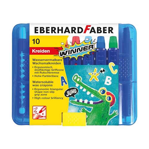 Eberhard Faber 521110 - Wachskreide, wasservermalbar, 10 Kreiden in praktischer Kunststoffbox von Eberhard Faber