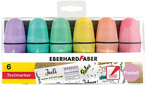 Eberhard Faber 551403 - Mini Textmarker mit Keilspitze, in Pastell Farben, 6er Etui von Eberhard Faber