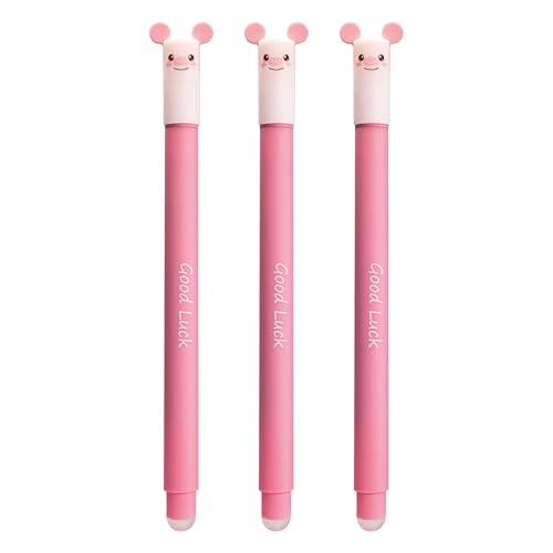 EBERHARD FABER 599032 - Tintenroller radierbar Schwein, 3 Animal Erase it Stifte, Gelschreiber blau 0,7 mm von Eberhard Faber