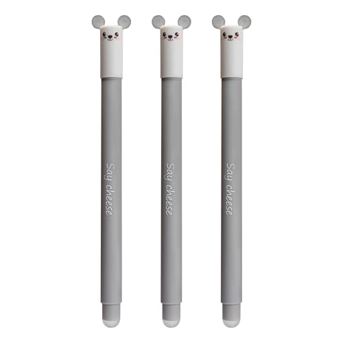 EBERHARD FABER 599033 - Tintenroller radierbar Maus, 3 Animal Erase it Stifte, Gelschreiber blau 0,7 mm von Eberhard Faber