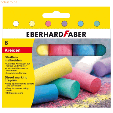 Eberhard Faber Straßenmalkreide 10,1cm VE=6 Stück farbig sortiert Kart von Eberhard Faber