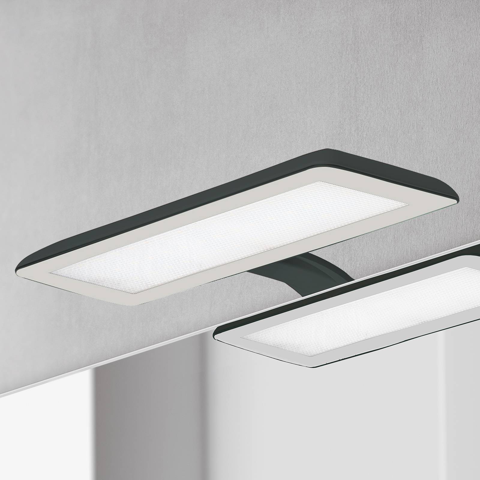 LED-Spiegelleuchte Nikita, schwarz/stahlgrau LED-Spiegelleuchte Nikita, schwarz/stahlgrau von Ebir