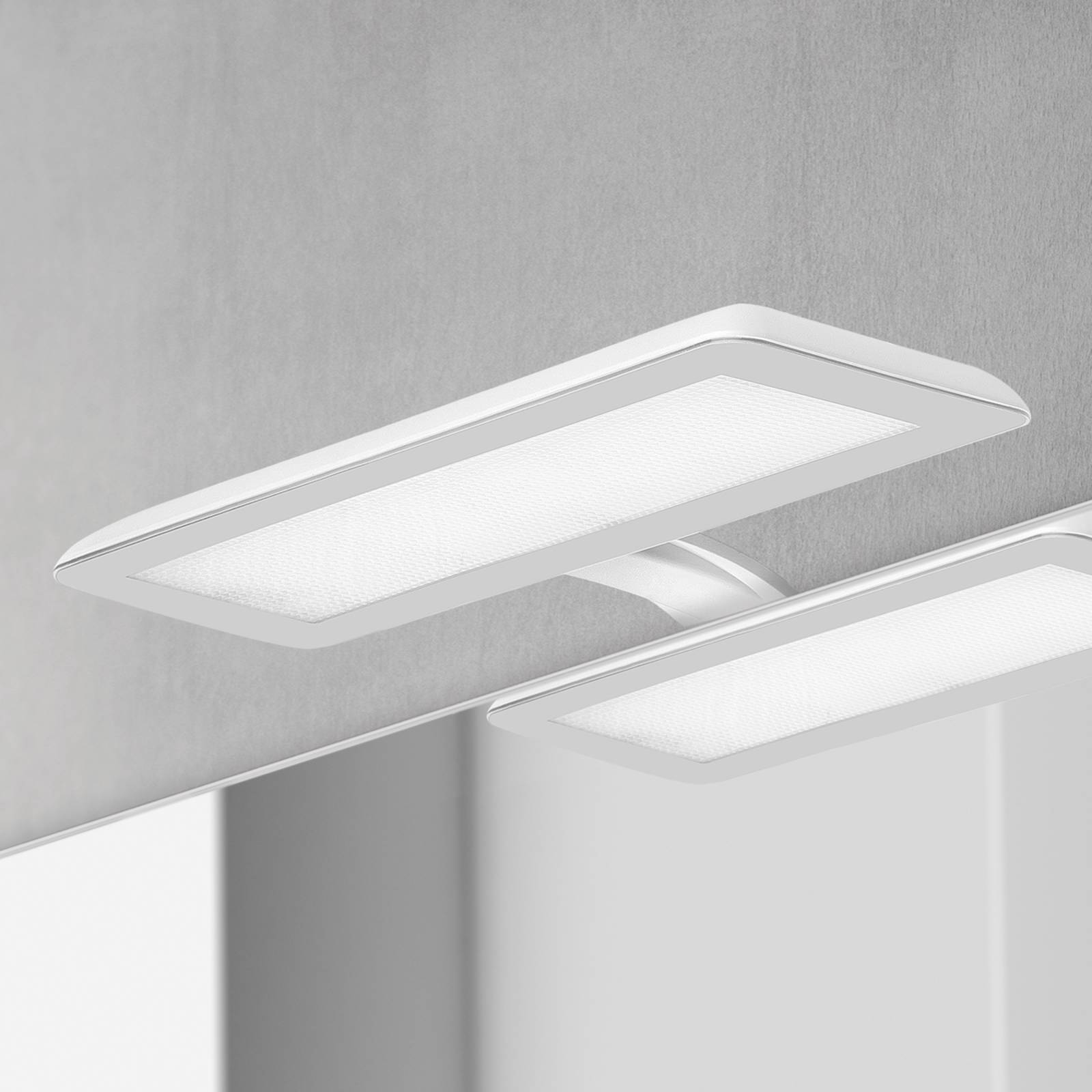 LED-Spiegelleuchte Nikita, weiß/stahlgrau LED-Spiegelleuchte Nikita, weiß/stahlgrau von Ebir