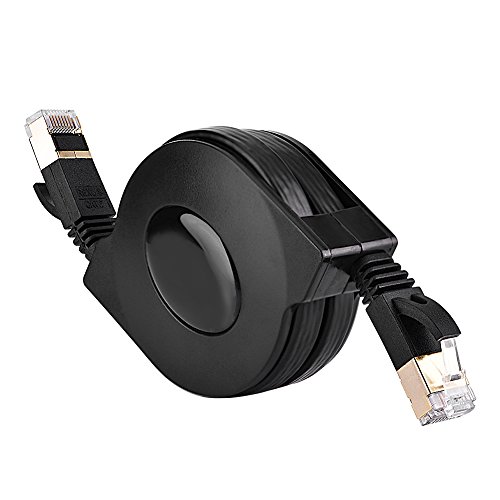 1,5 m Ethernet-Kabel, einziehbares Cat7-Netzwerkkabel, Patchkabel, RJ45, 10 Gigabit, High Speed, 600 MHz, LAN-Kabel, kompatibel mit Cat3/Cat5/Cat5e/Cat6 etc. von Eboxer