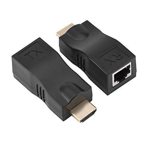 2x HDMI zu RJ45 Extender, 30 Meter Cat5e / 6 4K Network Cable Extender Konverter Repeater von HDMI zu RJ45 für PS3 TV PC Projektor Computer HD EVD usw. von Eboxer