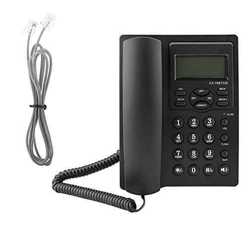 Eboxer LCD-Display Schnurgebundenes Telefon mit Freisprechfunktion 3-Gruppen-Alarme Desktop-Kabelgebundenes Telefon für Büro (Schwarz) von Eboxer