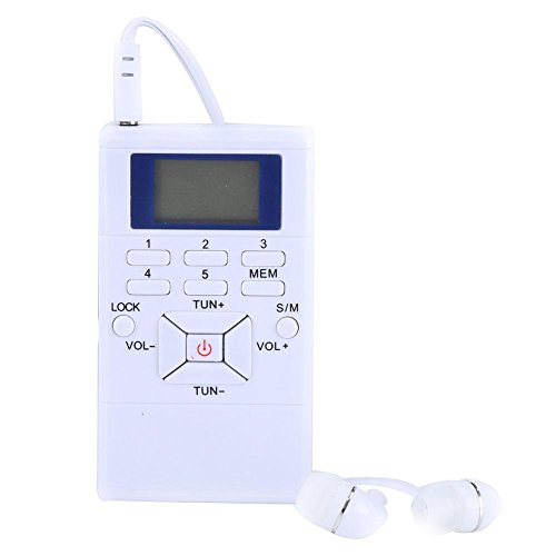 Mini Portable LCD FM Radio Digitalsignalverarbeitung Drahtloser Empfänger mit Kopfhörer für Außer Aktivitäten (weiß,grau)(Weiß) von Eboxer