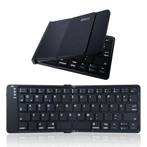 Bluetooth Tastatur faltbar, drahtlose Faltbare Tastatur mit Mac, iOS, Android, Windows (schwarz) von Echaar
