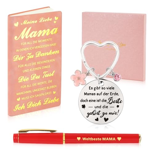 Echehi Muttertagsgeschenk für Mama, Geschenk für Muttertag Mit A6-Notizbuch, mit Kugelschreiber, Schlüsselanhänger, Geschenkbox, geschenke für mama coole muttertagsgeschenke von Echehi