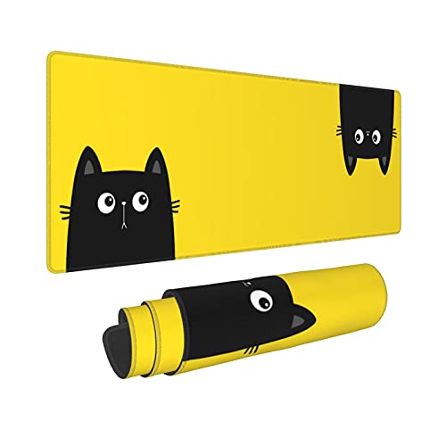 Gaming-Mauspad mit gelben schwarzen Katzen, groß, XL, lang, erweitert, großes Mauspad, Tastatur, Mauspad, Schreibtisch-Pad, Heimbüro, Dekoration, Zubehör für Computer, PC, Laptop Gaming-Mauspad mit gelben schwarzen Katzen, groß, XL, lang, erweitert, großes Mauspad, Tastatur, Mauspad, Schreibtisch-Pad, Heimbüro, Dekoration, Zubehör für Computer, PC, Laptop von Echoserein