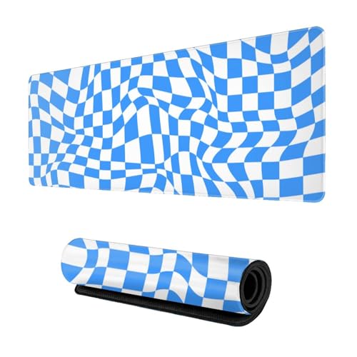 Mauspad mit niedlichem Karomuster, groß, groß, groß, Tastaturunterlage, Tischzubehör für Gaming und Büro, PC, Laptop, Computer, 80 x 30 cm, Hellblau Mauspad mit niedlichem Karomuster, groß, groß, groß, Tastaturunterlage, Tischzubehör für Gaming und Büro, PC, Laptop, Computer, 80 x 30 cm, Hellblau von Echoserein
