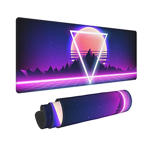 Retro Vaporwave Gaming Mauspad Cool Desk Mat Synthwave Neon Large XL Long Extended Pads Big Mousepad for Home Office Decor Accessories von Echoserein