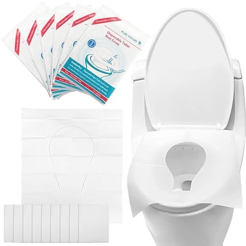 Eckerdromk 60 Stück Toilettenauflage Einweg, Einweg Toilettensitzbezüge Papier, Spülbare Toilette Auflage, Kinder und Erwachsene WC Sitzauflage für Unterwegs Öffentliche Toiletten (43x35.5cm) von Eckerdromk