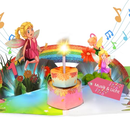 Geburtstagskarte für 1 Jahr Mädchen, Fee Pop Up Geburtstagskarten mit Musik für 1 Jahr Mädchen Kinder, 3D Pop Up Singende Karte Geburtstag mit LED Licht Kerze für 1 Jahr Mädchen,Tochter, Enkelin Geburtstagskarte für 1 Jahr Mädchen, Fee Pop Up Geburtstagskarten mit Musik für 1 Jahr Mädchen Kinder, 3D Pop Up Singende Karte Geburtstag mit LED Licht Kerze für 1 Jahr Mädchen,Tochter, Enkelin von Ecloverlife