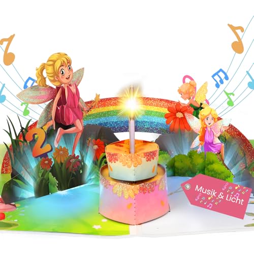 Geburtstagskarte für 2 Jahre Mädchen, Fee Pop Up Geburtstagskarten mit Musik für 2 Jahre Mädchen Kinder, 3D Pop-Up Singende Karte Geburtstag mit LED Licht Kerze für 2 Jahre Mädchen,Tochter, Enkelin Geburtstagskarte für 2 Jahre Mädchen, Fee Pop Up Geburtstagskarten mit Musik für 2 Jahre Mädchen Kinder, 3D Pop-Up Singende Karte Geburtstag mit LED Licht Kerze für 2 Jahre Mädchen,Tochter, Enkelin von Ecloverlife