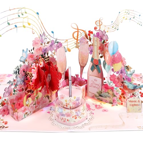 Geburtstagskarte für 65 Jahre Frau, Geburtstagskarte 65 Jahre mit Musik & Licht für Frauen, 3D Champagner Pop-Up Singende Karte Geburtstag für 65 Jahre Frauen, Mutter, Oma, Ehefrau, Damen Geburtstagskarte für 65 Jahre Frau, Geburtstagskarte 65 Jahre mit Musik & Licht für Frauen, 3D Champagner Pop-Up Singende Karte Geburtstag für 65 Jahre Frauen, Mutter, Oma, Ehefrau, Damen von Ecloverlife