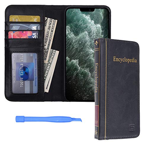 Eco-Fused Schutzhülle für Apple iPhone 12 Pro Max – Brieftaschen-Stil für Kreditkarten und Banknoten – Vintage-Enzyklopädie – Kunstleder von Eco-Fused