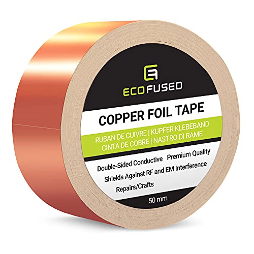 Eco-Fused Premium selbstklebendes Kupferfolienband - Doppelseitig leitfähig - 2 Zoll (50 mm) - EMI- und HF-Abschirmung, Papierschaltungen, elektrische Reparaturen, Erdung, Home Interior von Eco-Fused
