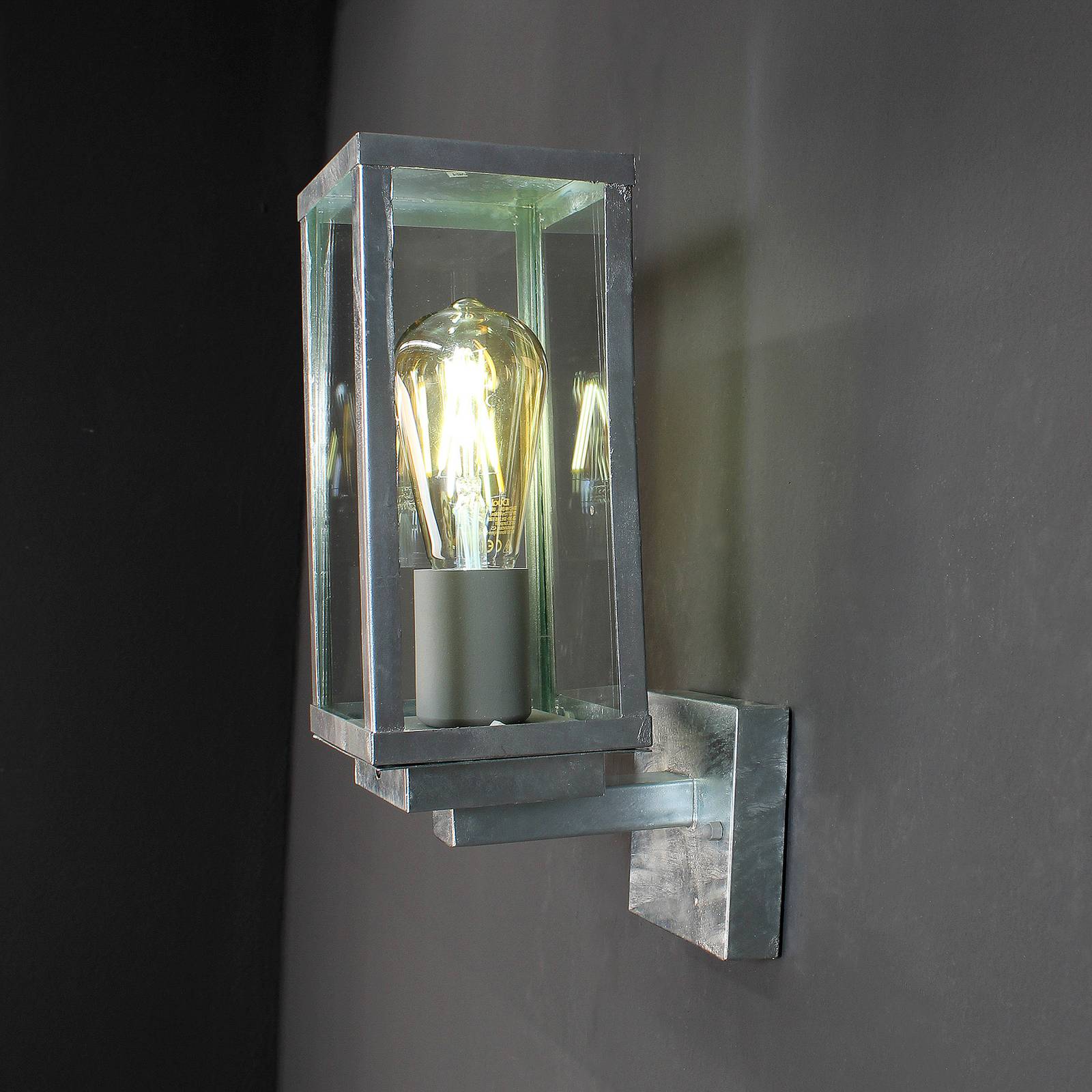 Außenwandlampe Karo, stehend Dämmerungssensor zink von Eco-Light