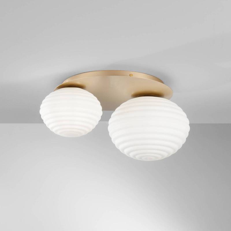 Deckenleuchte Ripple, goldfarben/opal, 2-flammig von Eco-Light