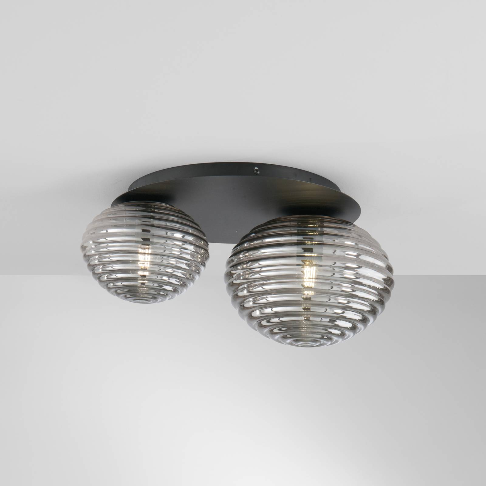 Deckenleuchte Ripple, schwarz/rauchgrau, 2-flammig Deckenleuchte Ripple, schwarz/rauchgrau, 2-flammig von Eco-Light